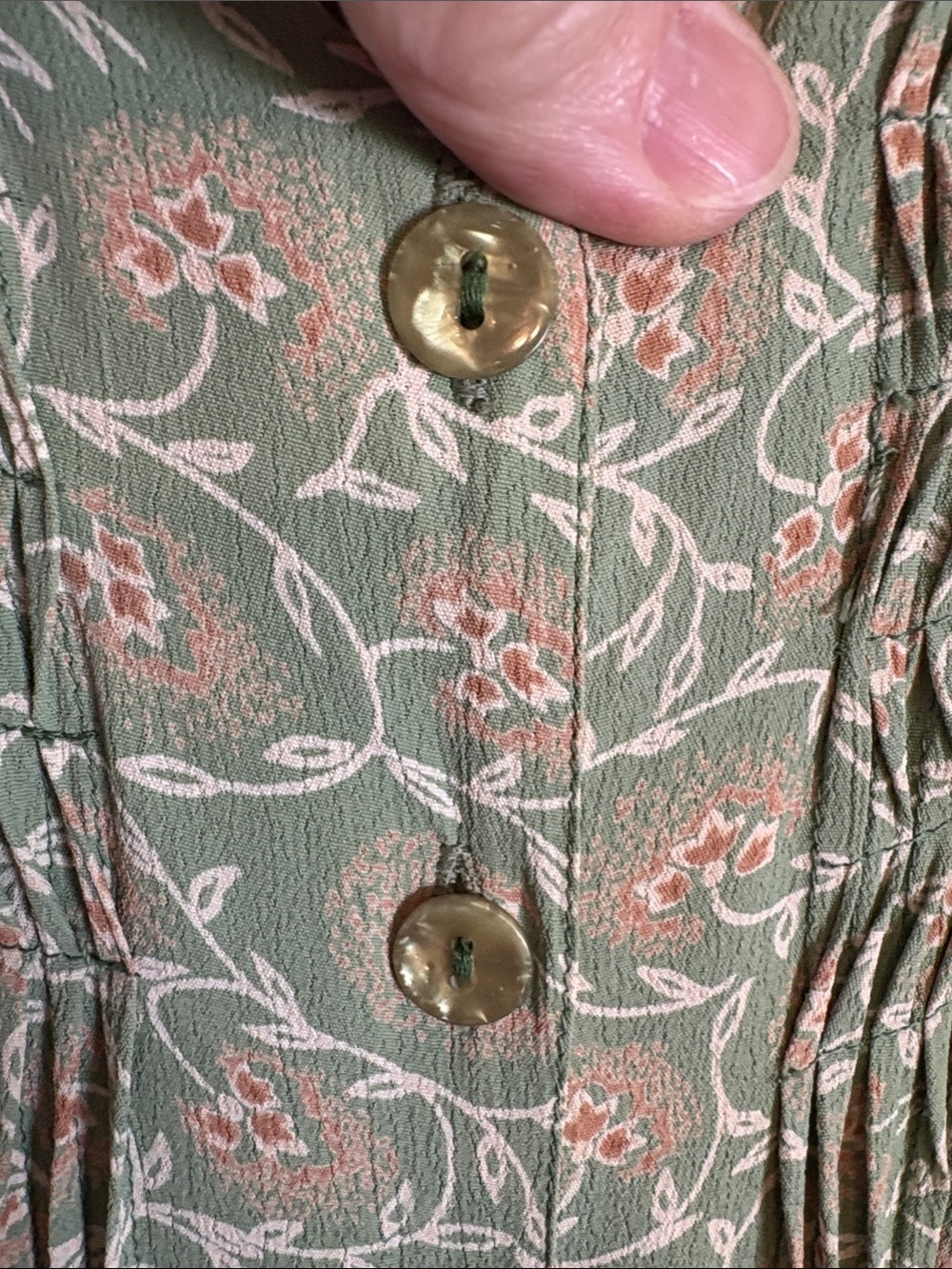 April Cornell Sage Green Floral Pintuck Maxi Dress - Picture 11 of 11